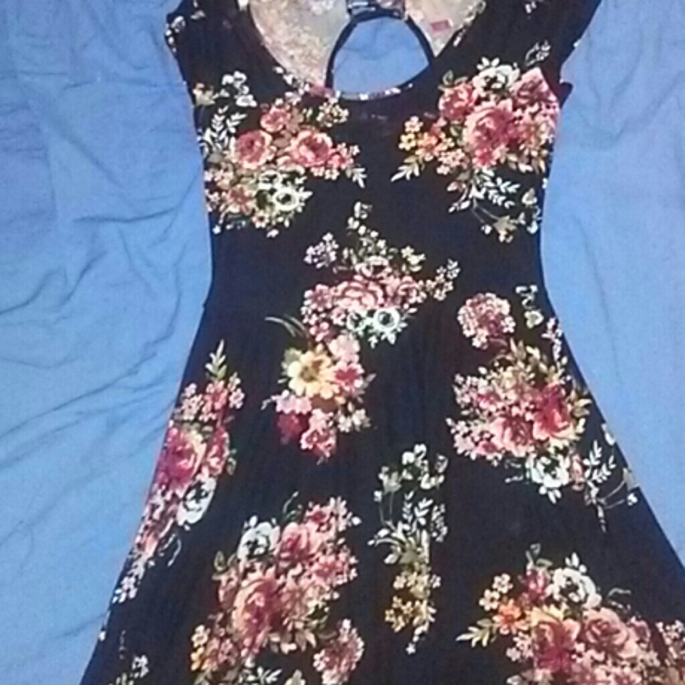 Black floral print dress